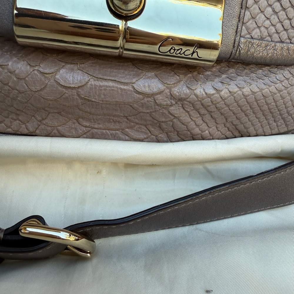Coach python leather satchel crossbody w/ dust bag - Picture 6 of 16